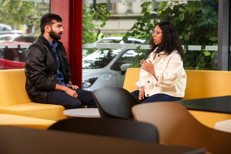 international students sitting chatting